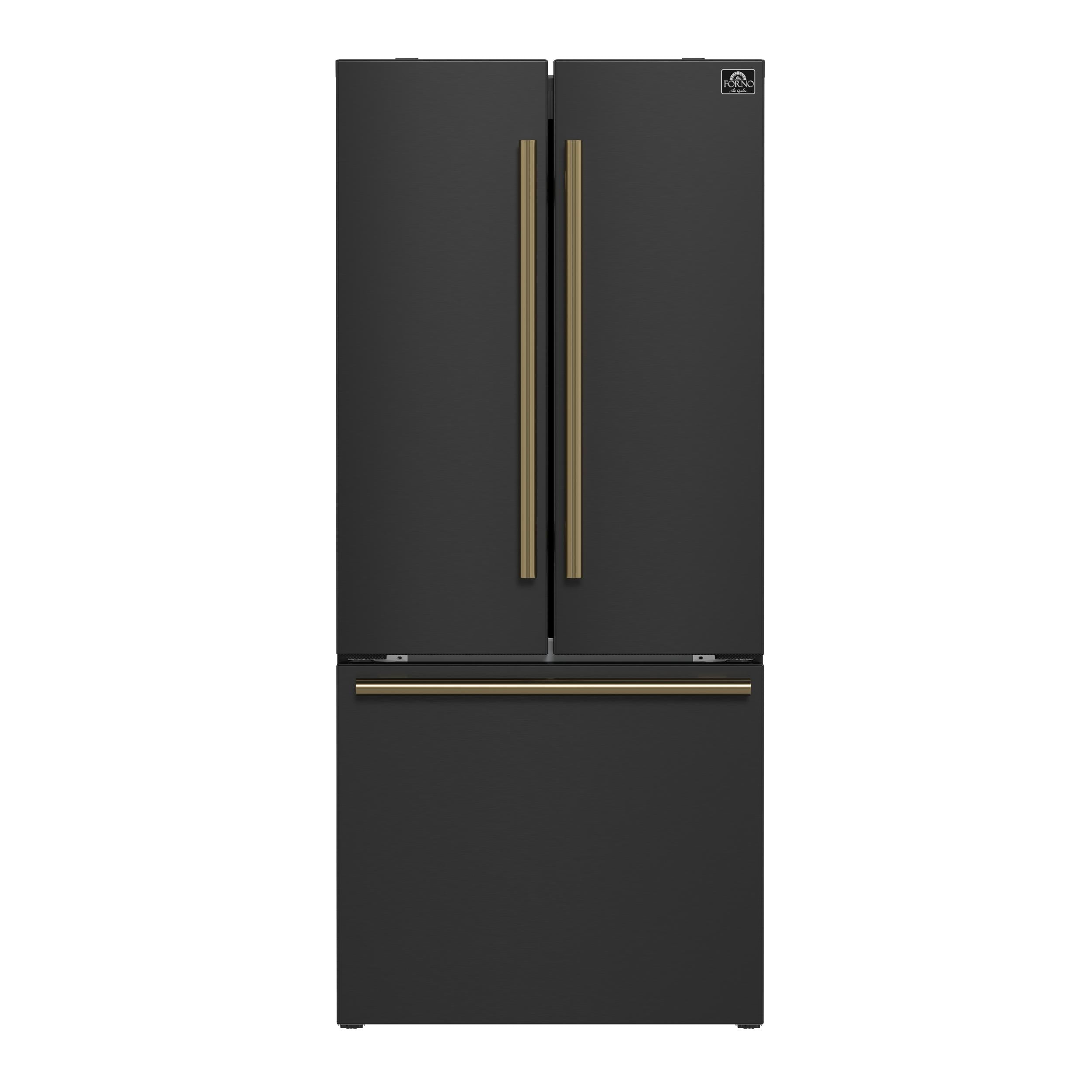 FORNO FFFFD197431BLK Forno Gallipoli Espresso 30-Inch Black French Door Refrigerator, Bottom Freezer, 17.5 Cu. Ft., No Frost, Ice Maker