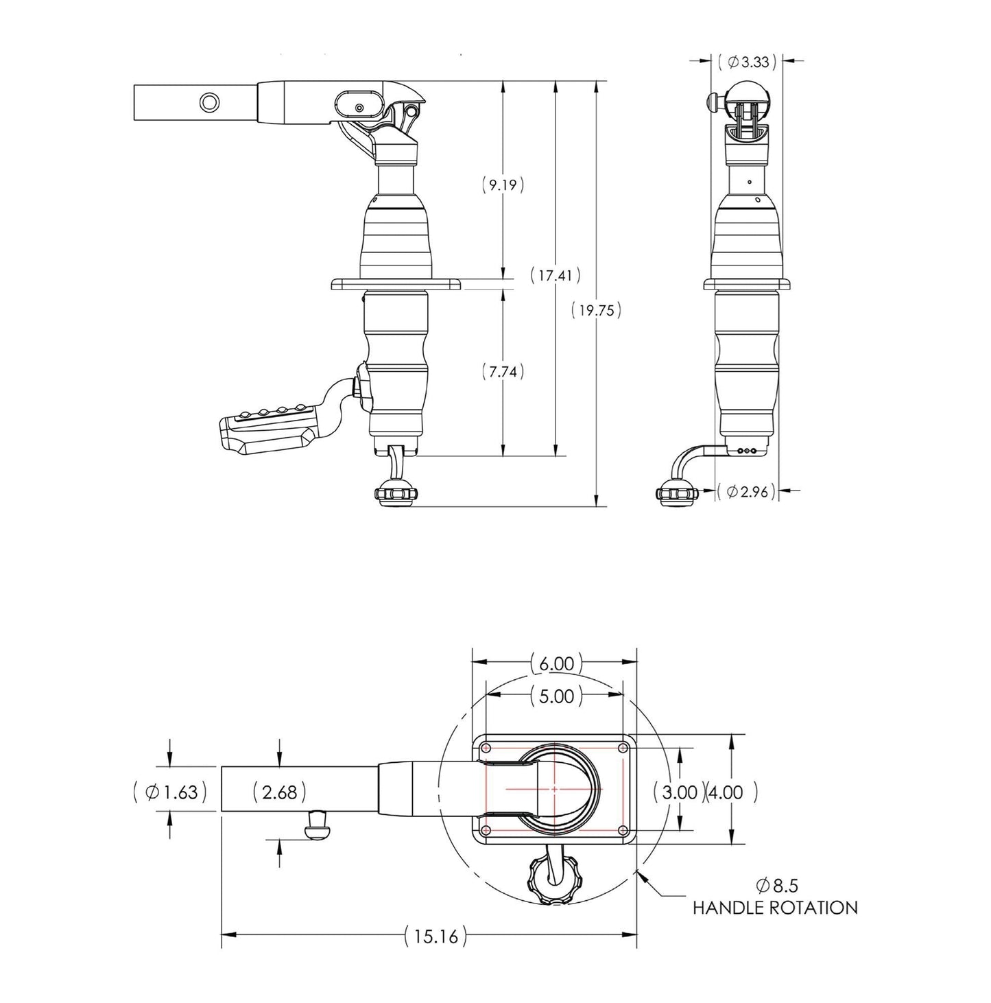 TACO Marine Grand Slam 390 Mount For 1-1/2" Outrigger - GS390 Single