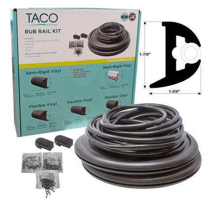 TACO Flex Vinyl Rub Rail Kit Black/Black Insert 1-7/8" x 1-3/8" 70' - V11-3426BBK70-2