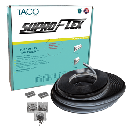 TACO Marine Suproflex Medium Rub Rail Kit 2" X 29/32" 60' Black with Chrome Insert - V11-9990BBK60-2