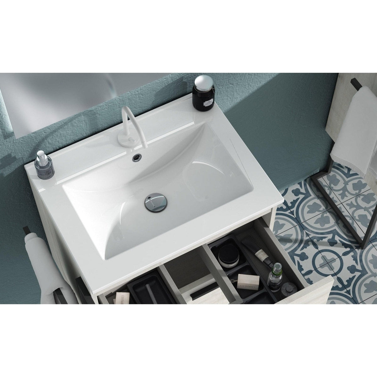 Lucena Bath DÃ©cor Cristal 80" Double Floating Vanity in White / Black / Grey - Backyard Provider
