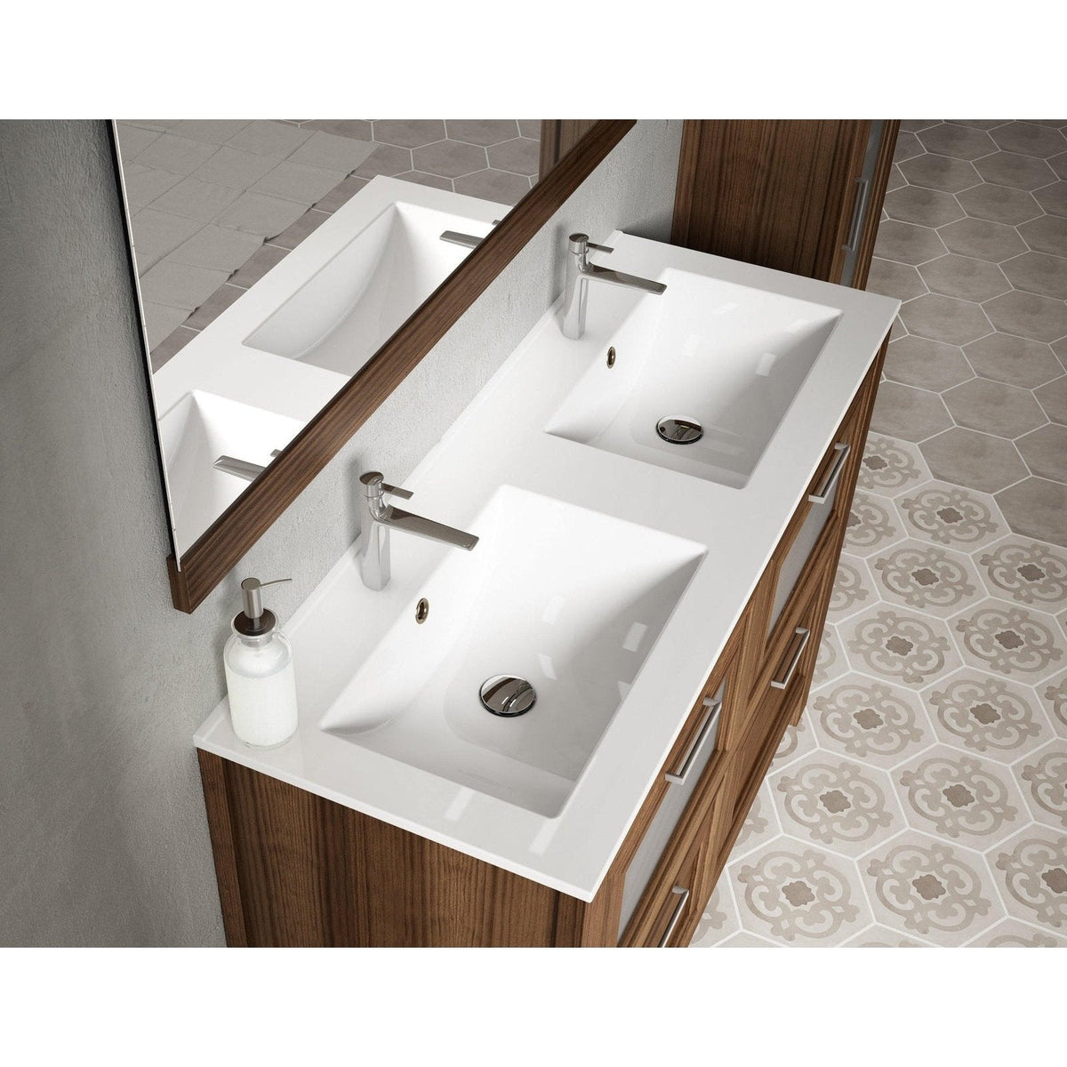 Lucena Bath DÃ©cor Cristal 80" Double Floating Vanity in White / Black / Grey - Backyard Provider
