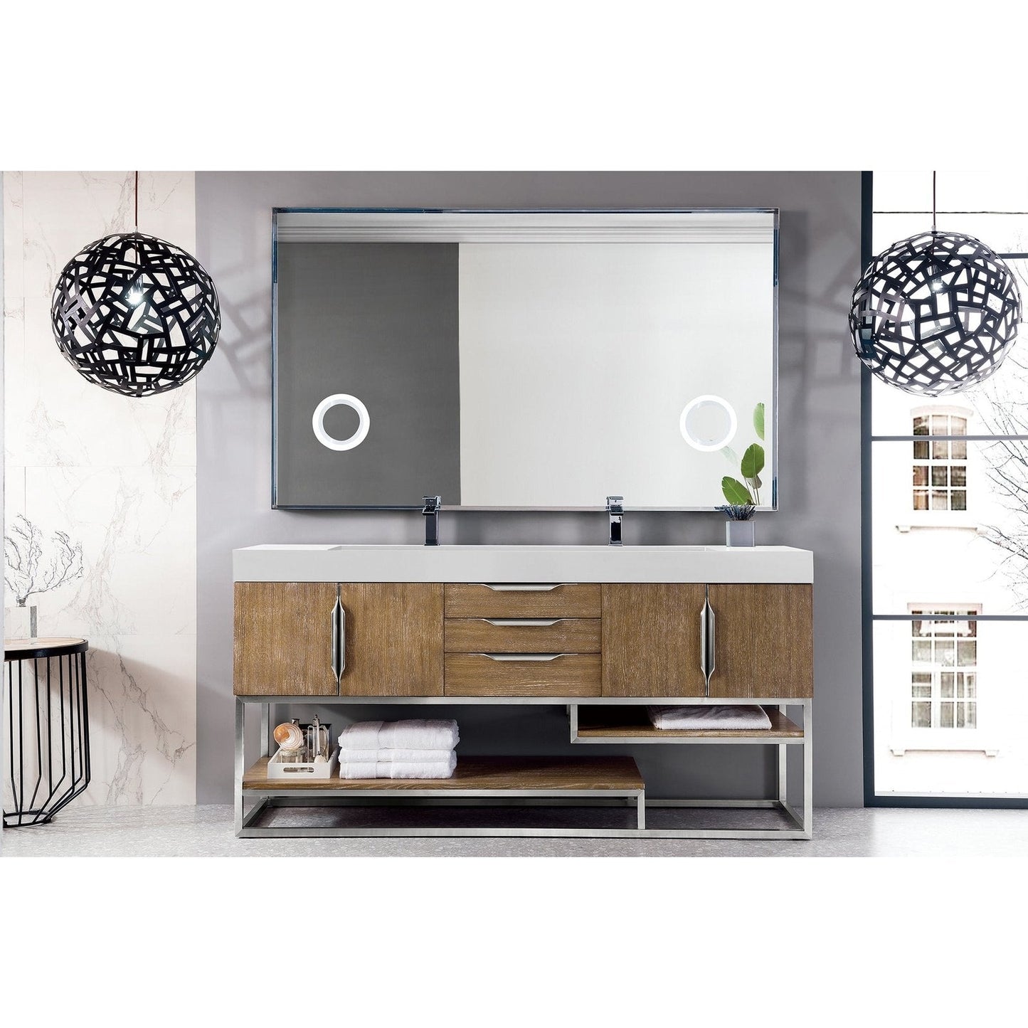 James Martin Vanities Columbia 72" Double Vanity - 388-V72D-AGR-MB-DGG
