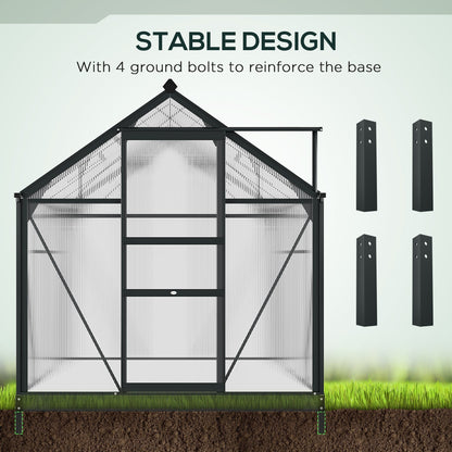 Outsunny BloomGreen 6' x 8' Greenhouse with Rain Gutter and Roof Vent Gray - 845-059GY