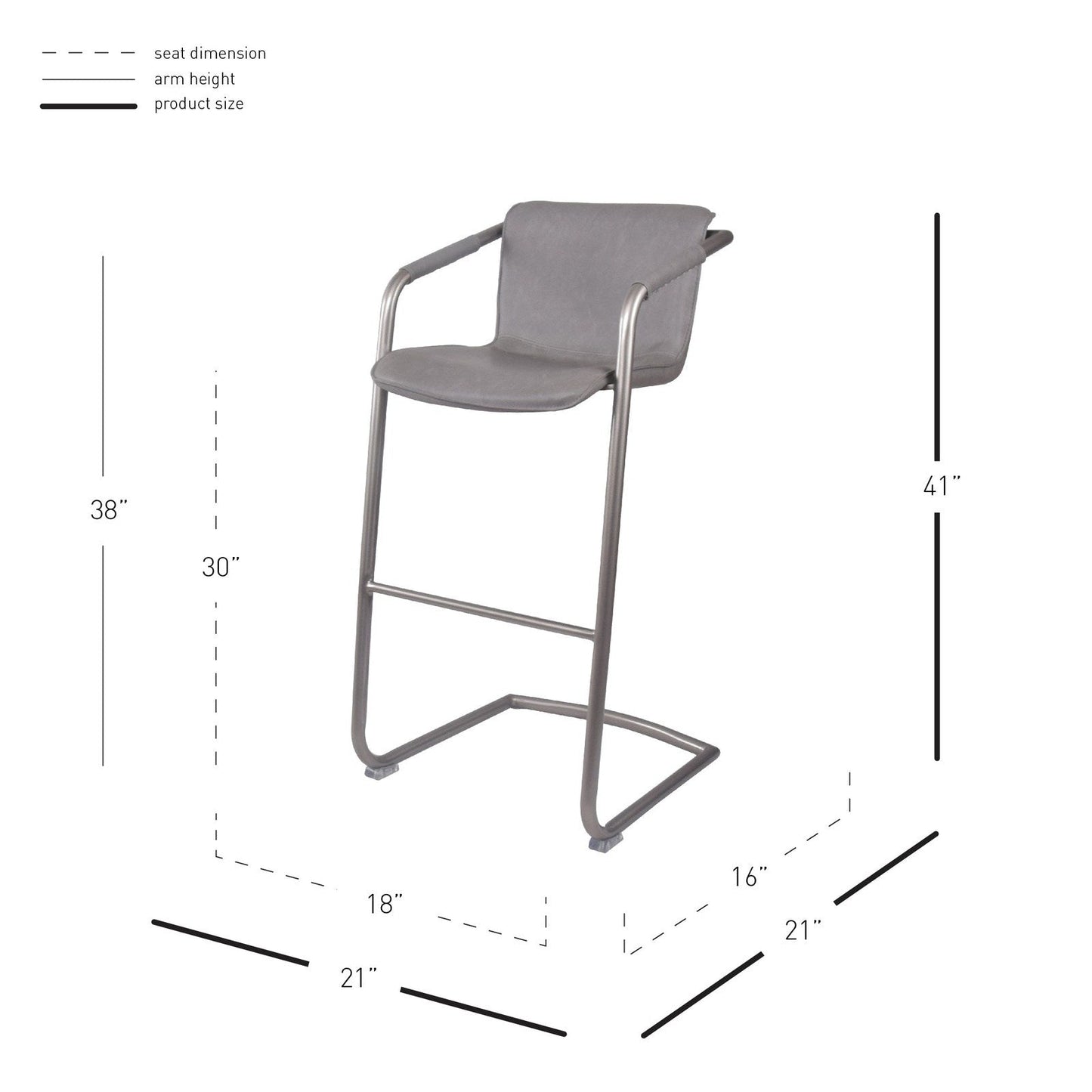 New Pacific Direct Indy PU Leather Bar Stool, (Set of 2)  -1060003-216