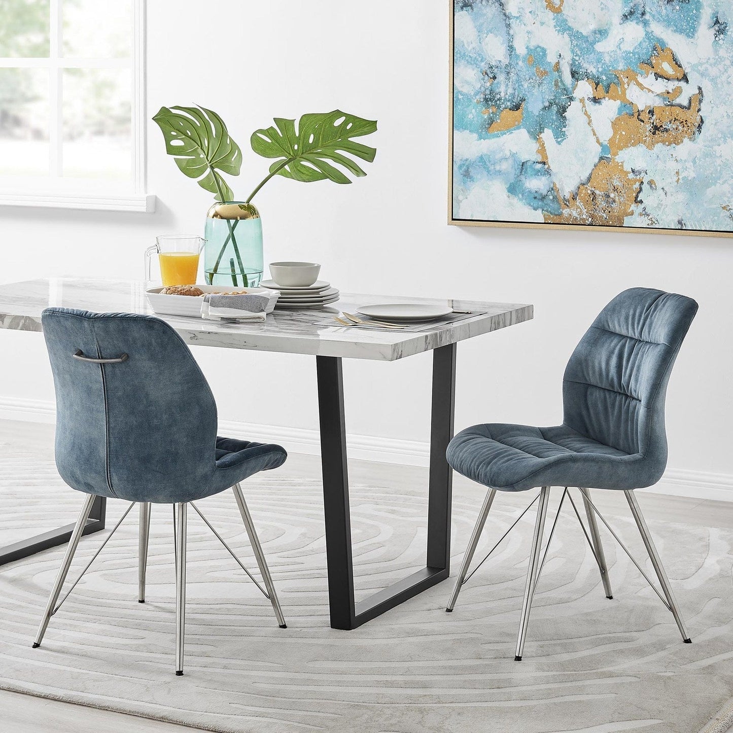 New Pacific Direct Raven Velvet Fabric Dining Side Chair, (Set of 2) 1060018-217 - 1060018-217