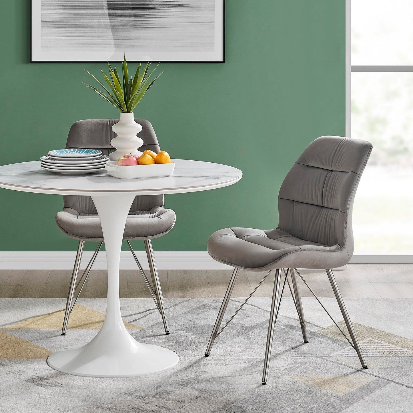 New Pacific Direct Raven Velvet Fabric Dining Side Chair, (Set of 2) 1060018-363 - 1060018-363