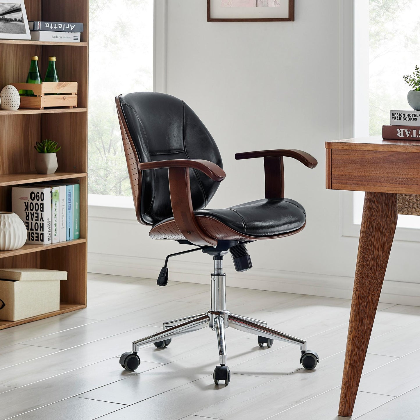 New Pacific Direct Samuel PU Bamboo Office Chair w/ Armrest  - 1160030-BWL
