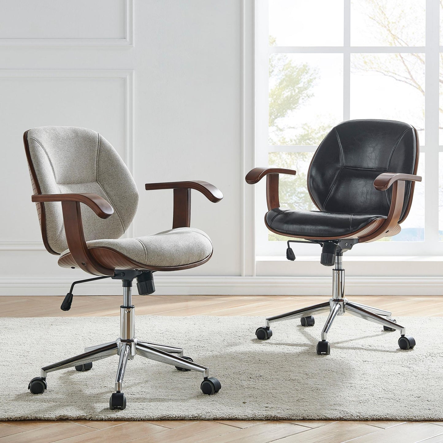 New Pacific Direct Samuel PU Bamboo Office Chair w/ Armrest  - 1160030-BWL