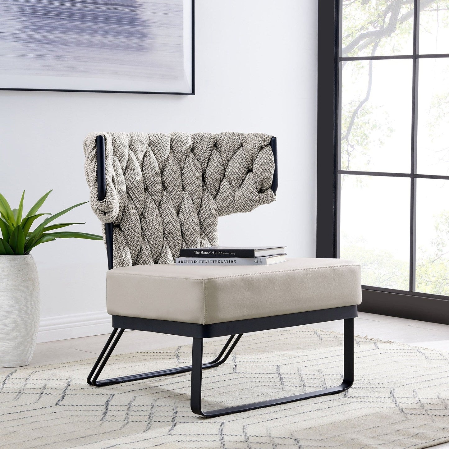 New Pacific Direct Leander Fabric/PU Accent Chair -  1240011-5006