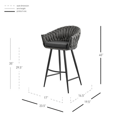 New Pacific Direct Fabian Fabric/ PU Bar Stool w/ Arms  - 1240017-5776