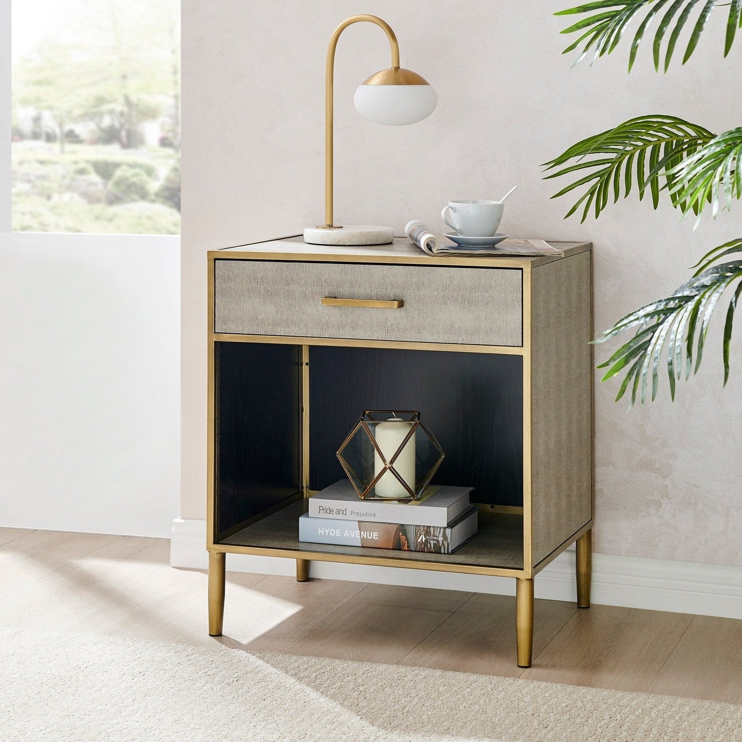 New Pacific Direct Arista Faux Shagreen Side/ End Table  - 1600088