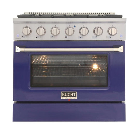 Kucht Professional 36 in. 5.2 cu ft. Propane Gas Range with Blue Door and Silver Knobs -  KNG361/LP-B