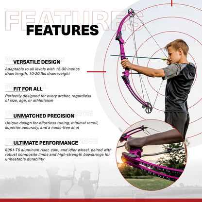 Genesis Archery Compound Bow Adjustable Sizing for Right Handed, Purple (2 Pack) - 323664