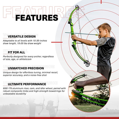 Genesis Archery Compound Bow Adjustable Sizing for Left Handed, Green (2 Pack) - 323630