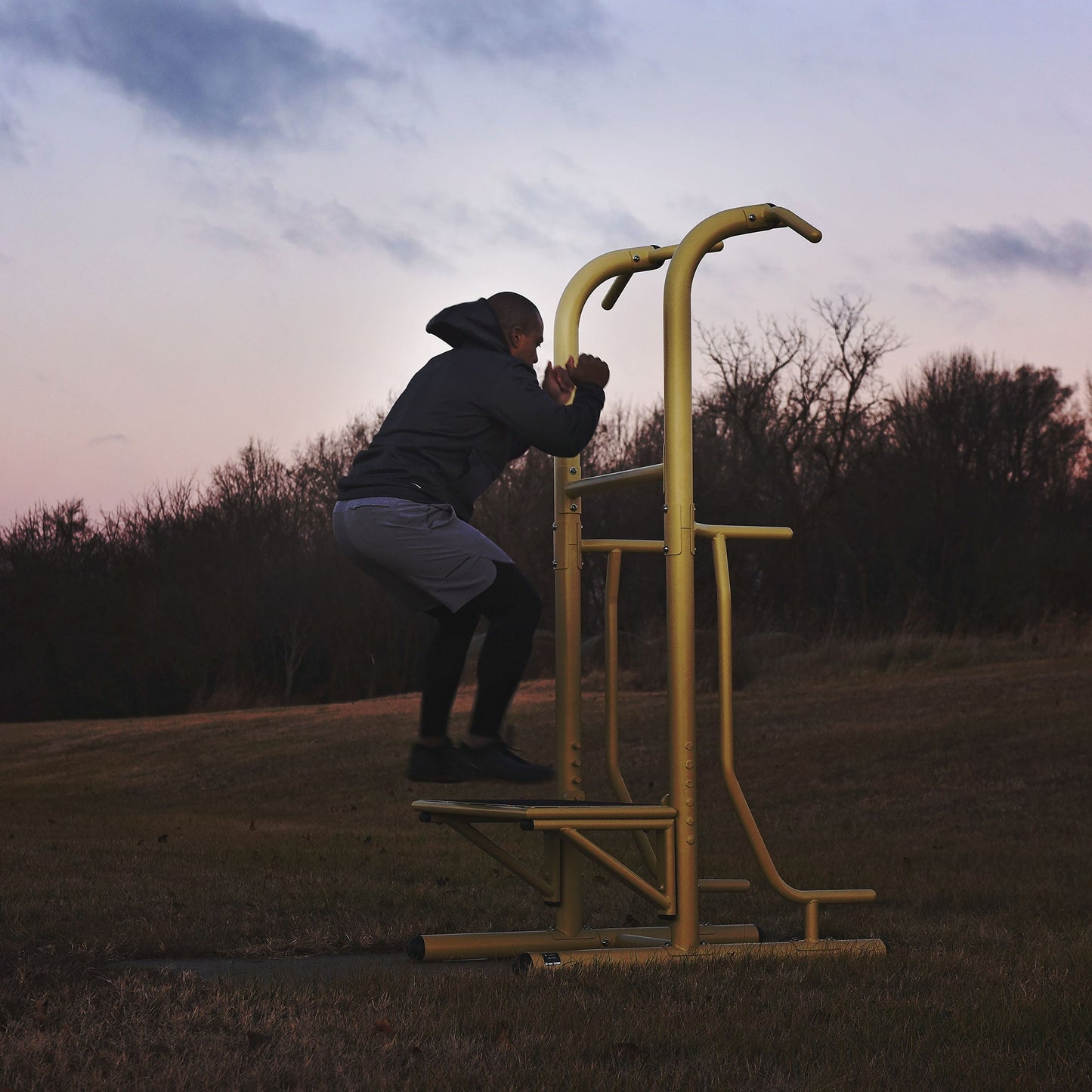 Stamina 65-1485 Weatherproof Steel Outdoor Fitness Power Tower Pro Station, Gold - 182235
