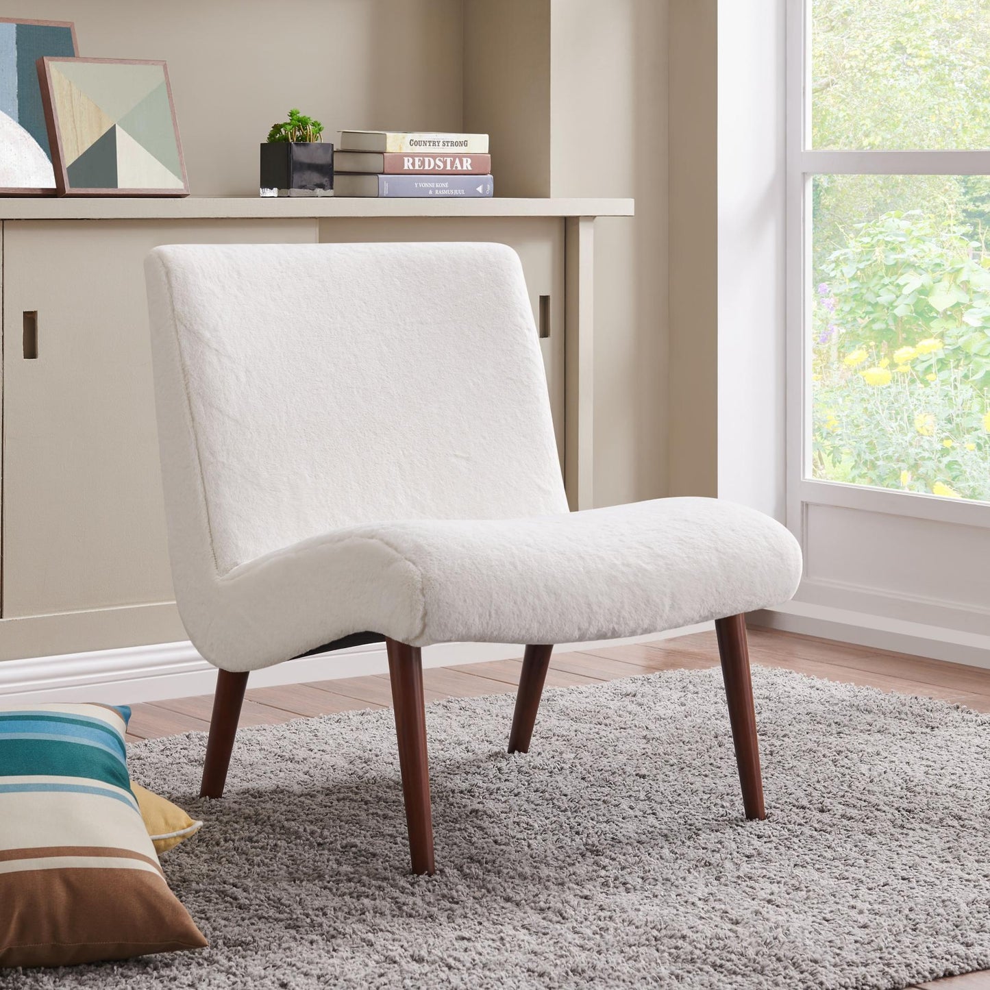 New Pacific Direct Alexis Faux Fur Fabric Chair  - 1900134-408