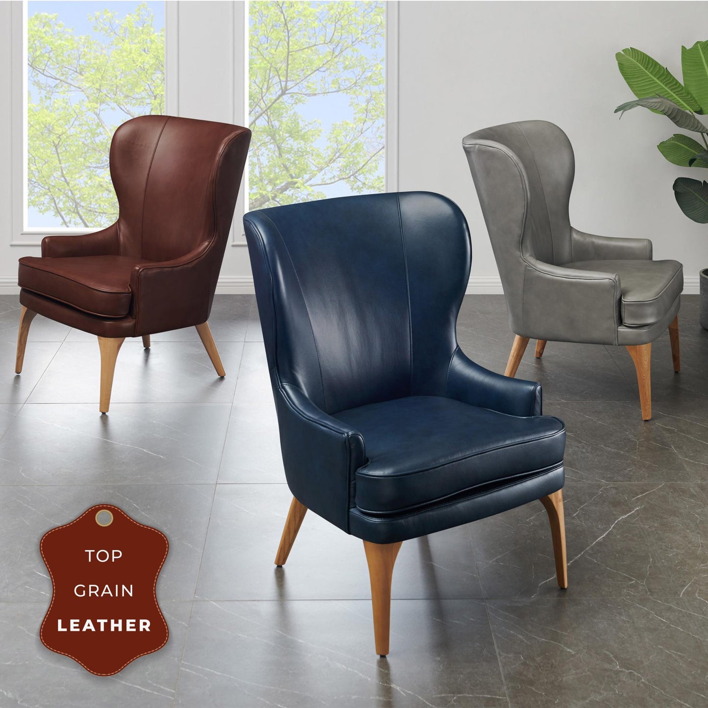 New Pacific Direct Bjorn Top Grain Leather Accent Chair -  1900155-428
