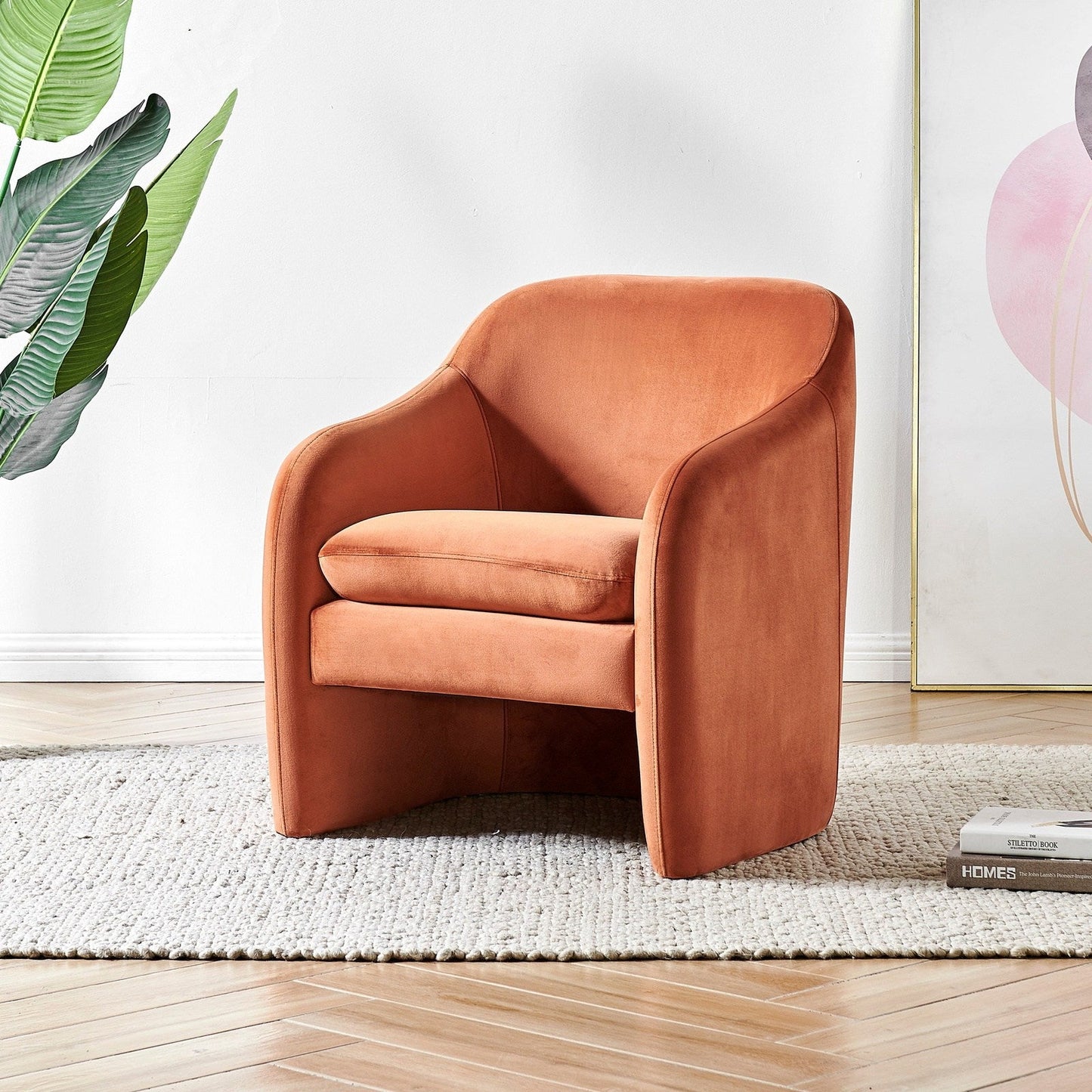 New Pacific Direct Zella Velvet Fabric Accent Arm Chair  - 1900175-565