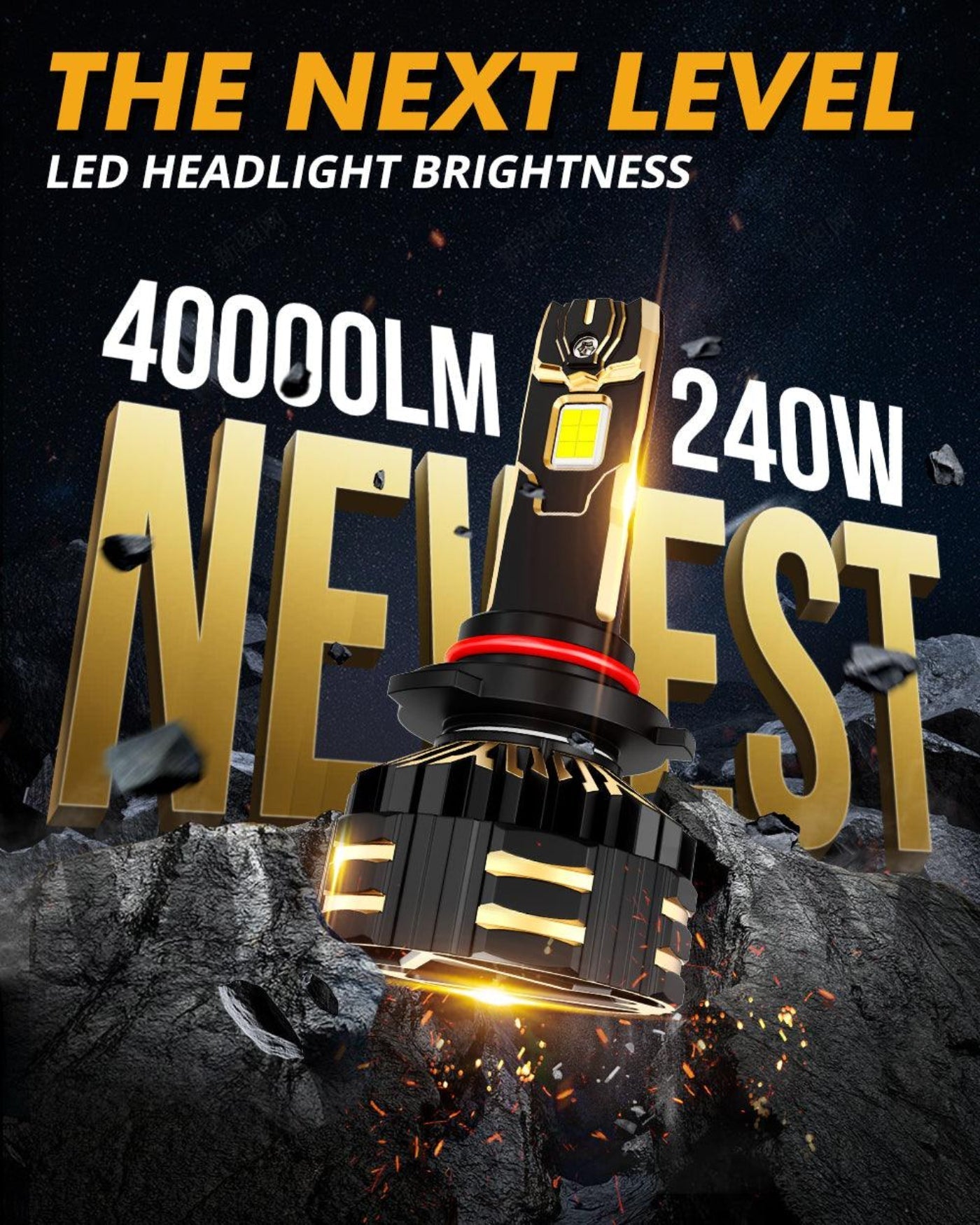 Auxbeam 9005+H11 LED Headlight Bulbs 240W 40000LM GX-ULTRA Series 6500K Cool White | 4 Bulbs - GP00010785