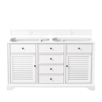 James Martin Vanities Savannah 60" Bright White Double Vanity - 238-104-V60D-BW-3AF