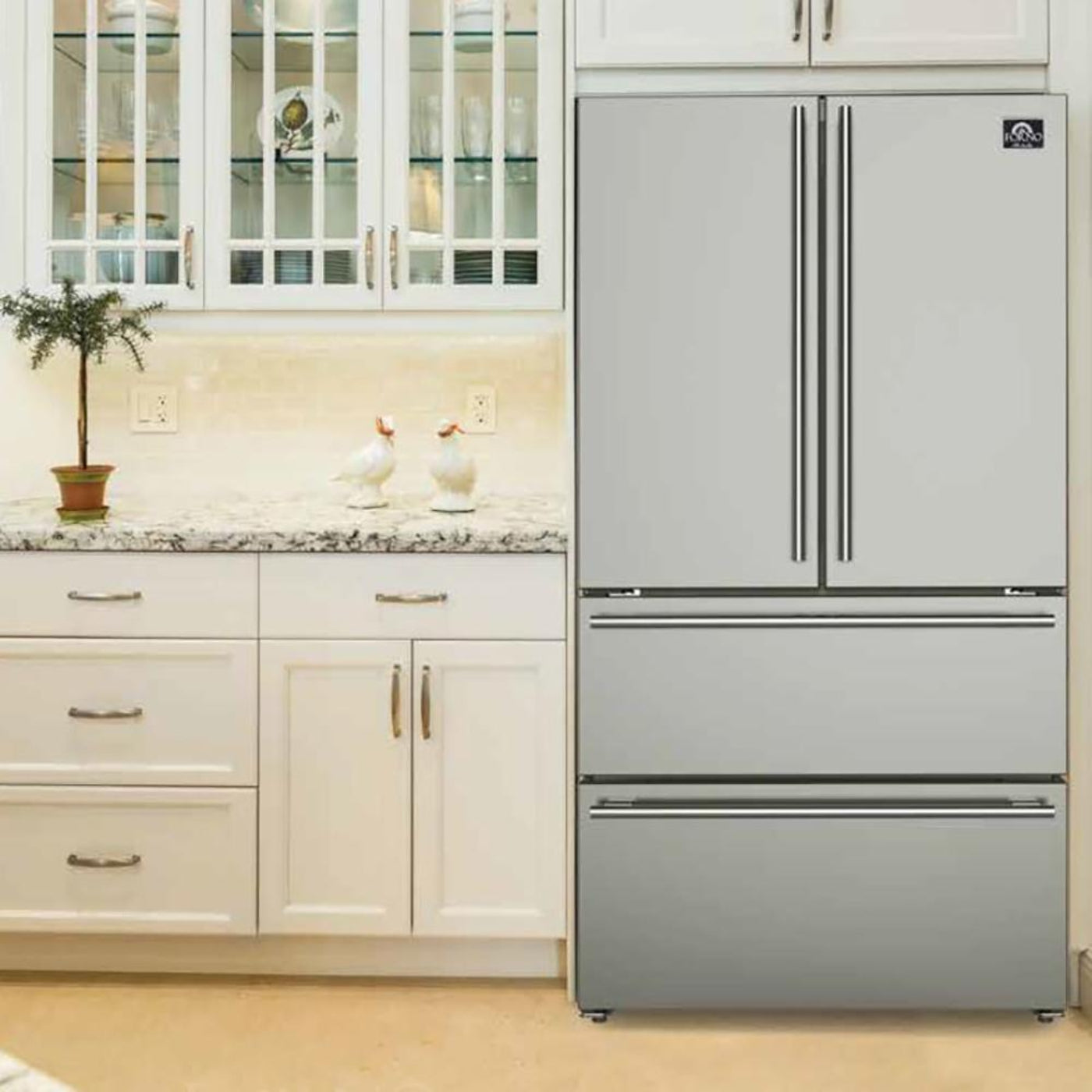 Forno 4-Piece Pro Appliance Package - 36-Inch Gas Range, Refrigerator, 24-Inch Microwave Drawer, & 3-Rack Dishwasher in Stainless Steel - AP4-6260-36-MWD
