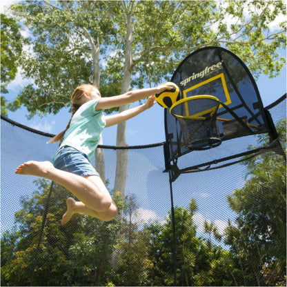 Springfree Trampoline Kids Oval 8 x 13 Ft Trampoline & FlexrHoop Basketball Game - 299726