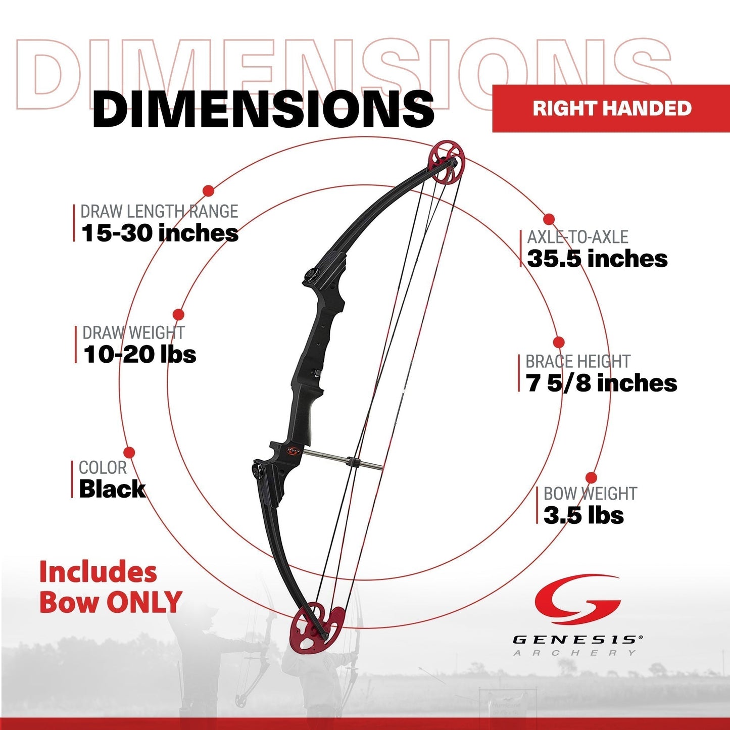 Genesis Archery Original Adjustable Right Handed Compound Bow, Black (3 Pack) - 323577