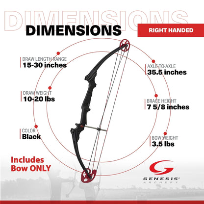 Genesis Archery Original Adjustable Right Handed Compound Bow, Black (3 Pack) - 323577
