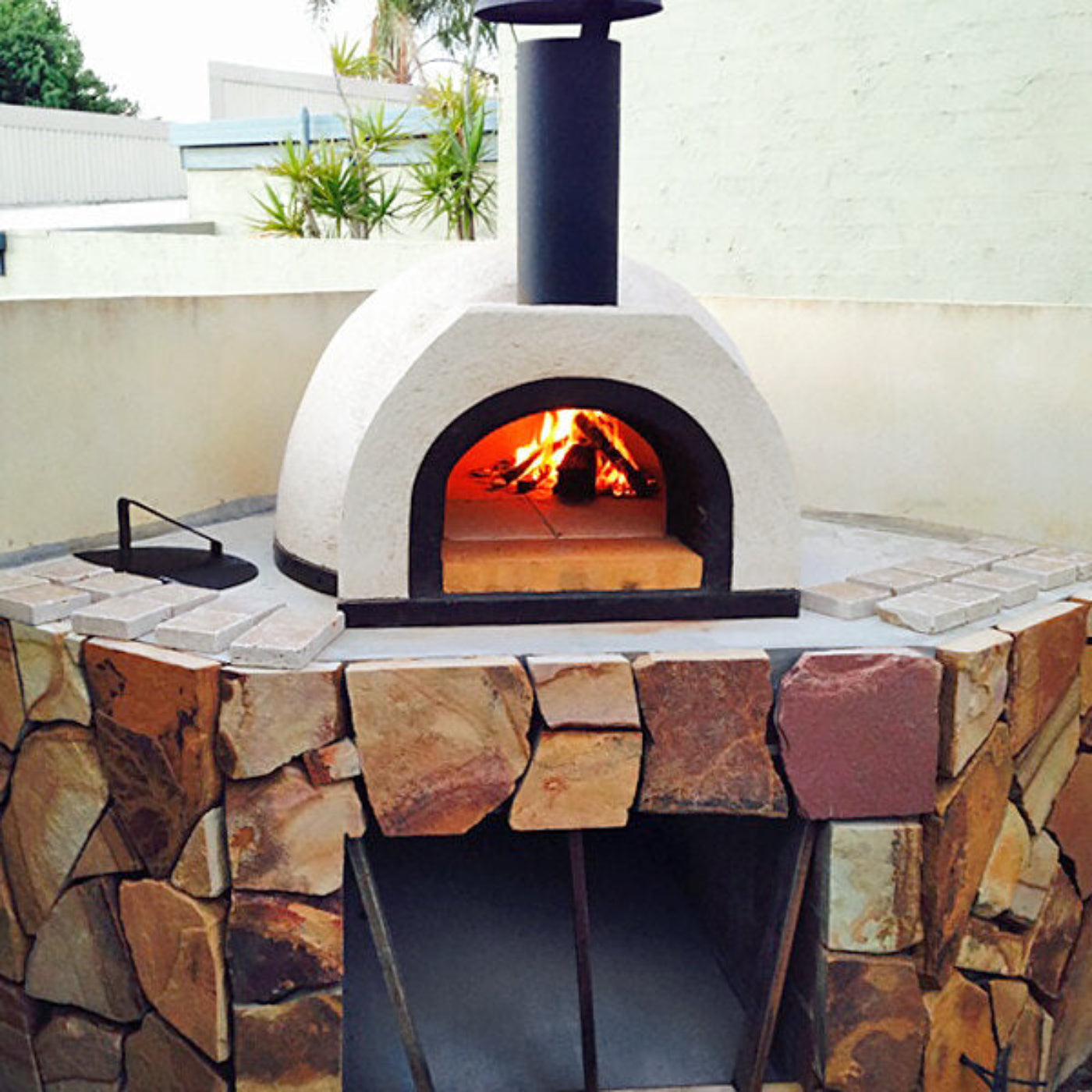 WPPO 52" x 55" x 31" DIY Tuscany Wood-Fired Outdoor Pizza Oven Kit with Stainless Steel Flue and Black Door WDIY-AD100 - WDIY-AD100