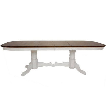 Sunset Trading Andrews 96" Oval Double Pedestal Extendable Butterfly Leaf Dining Table | Antique White and Chestnut Brown | Seats 10 -  DLU-ADW4296-AW