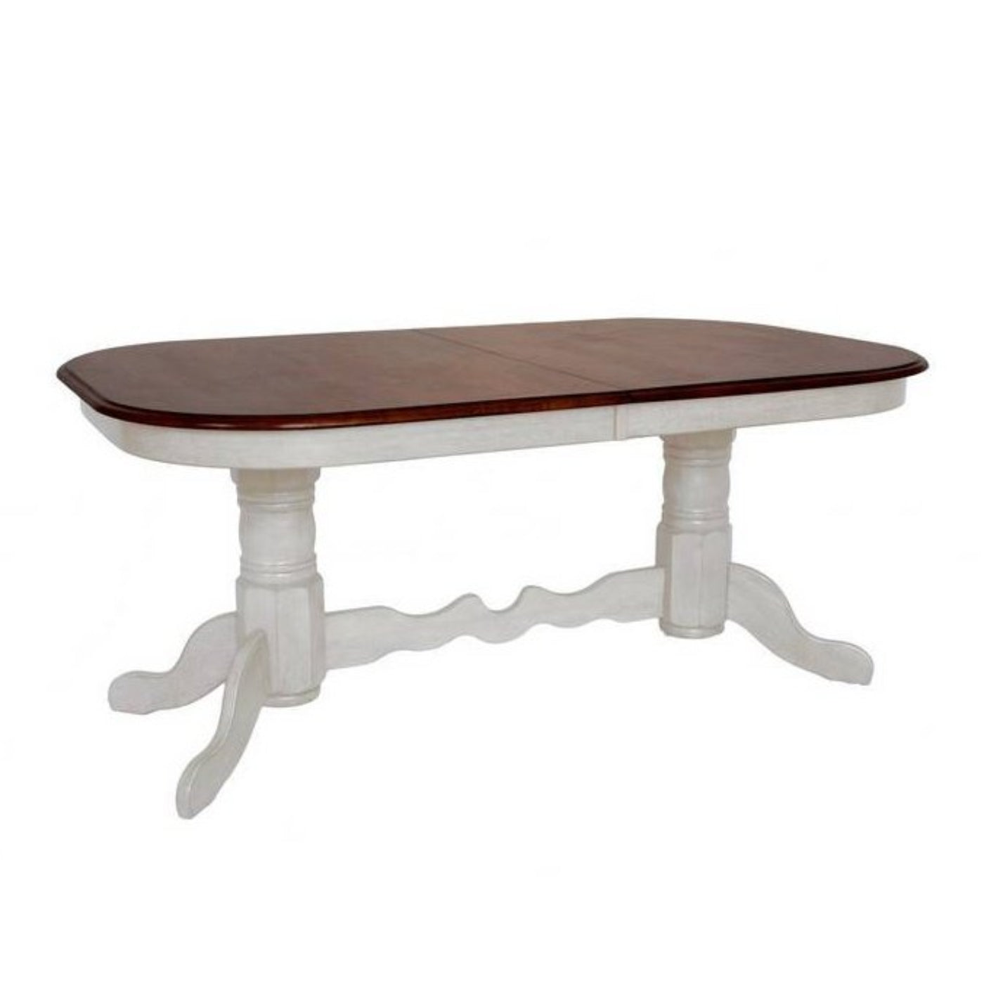 Sunset Trading Andrews 96" Oval Double Pedestal Extendable Butterfly Leaf Dining Table | Antique White and Chestnut Brown | Seats 10 -  DLU-ADW4296-AW