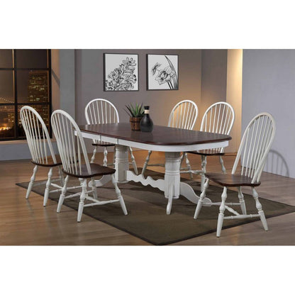 Sunset Trading Andrews 96" Oval Double Pedestal Extendable Butterfly Leaf Dining Table | Antique White and Chestnut Brown | Seats 10 -  DLU-ADW4296-AW