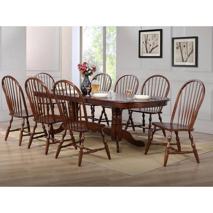 Sunset Trading Andrews 96" Oval Double Pedestal Butterfly Extendable Dining Table | Chestnut Brown | Seats 10 -  DLU-ADW4296-CT