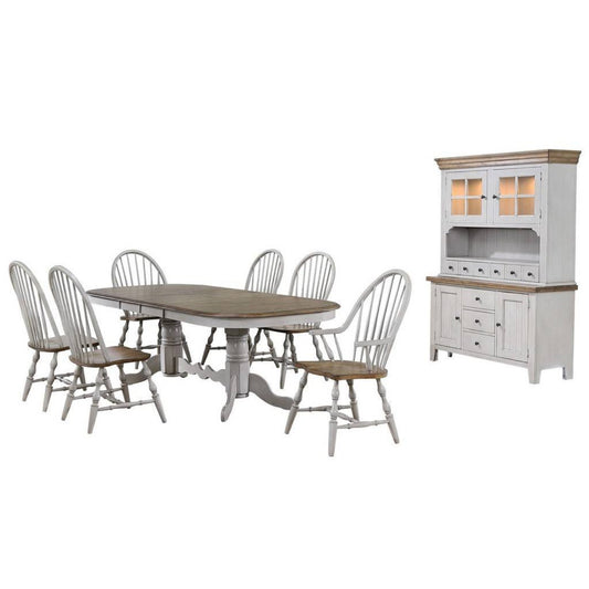 Sunset Trading Country Grove 8 Piece 96" Oval Double Pedestal Extendable Dining Table Set - DLU-CG4296-124SGOBH8