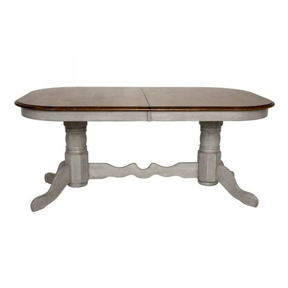 Sunset Trading Country Grove 96" Oval Double Pedestal Extendable Dining Table | Distressed Gray and Brown Wood | Seats 10  - DLU-CG4296-GO
