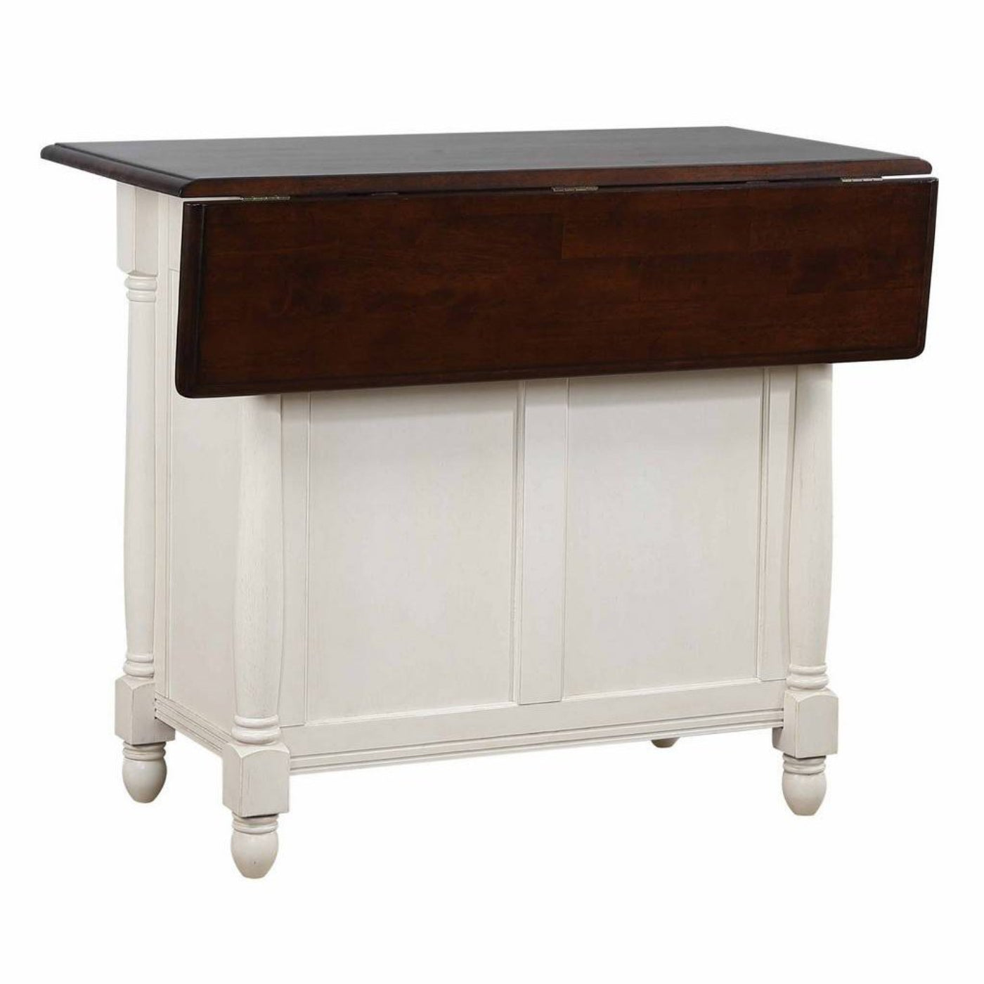 Sunset Trading Andrews Antique White Kitchen Island | Chestnut Brown Drop Leaf Top | Drawers and Cabinet -  DLU-KI-4222-AW