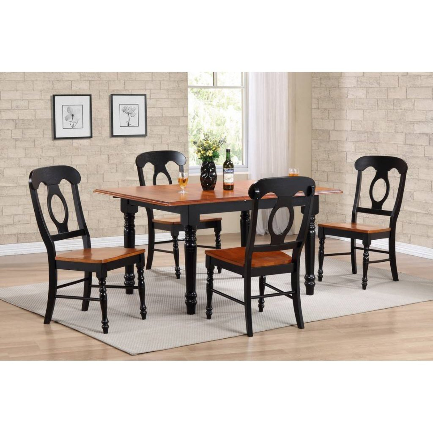 Sunset Trading Selections 5 Piece 48-60" Rectangular Extendable Dining Set - DLU-TLB3660-C50-BCH5PC