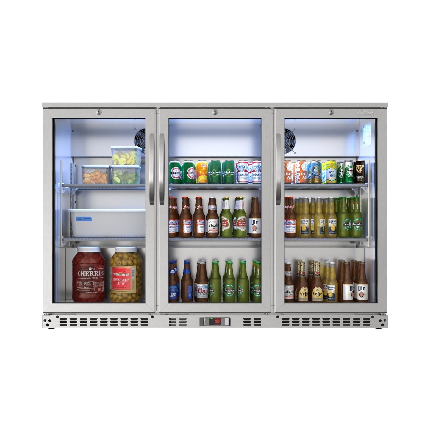 KOOLMORE BC3DSWSS 53 in. Three-Door Back Bar Refrigerator - 11 Cu Ft. BC-3DSW-SS - BC3DSWSS