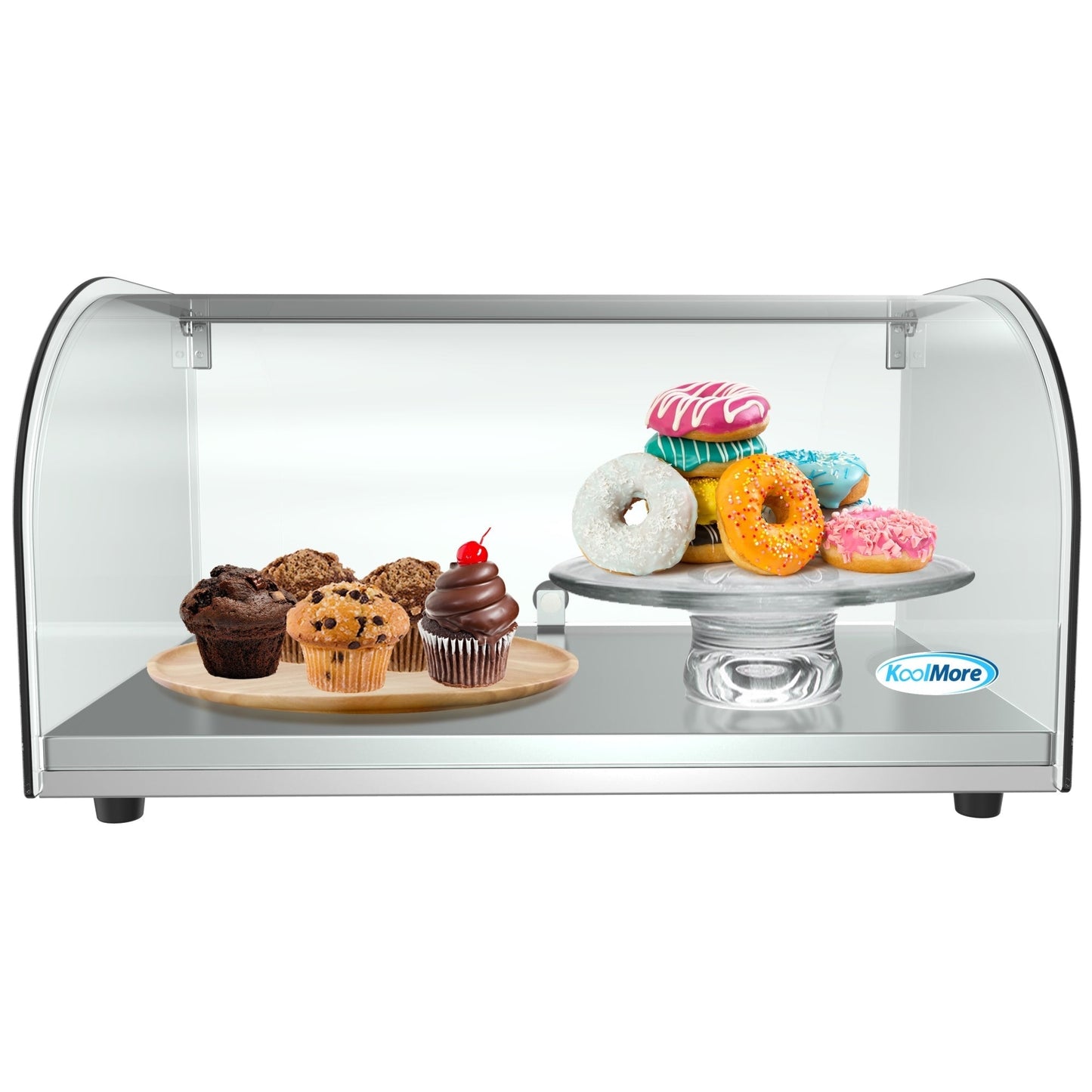 KOOLMORE DC1C 22 in. Countertop Bakery Display Case with Front Curved Glass and Rear Door, 0.9 cu. ft. DC-1C - DC1C