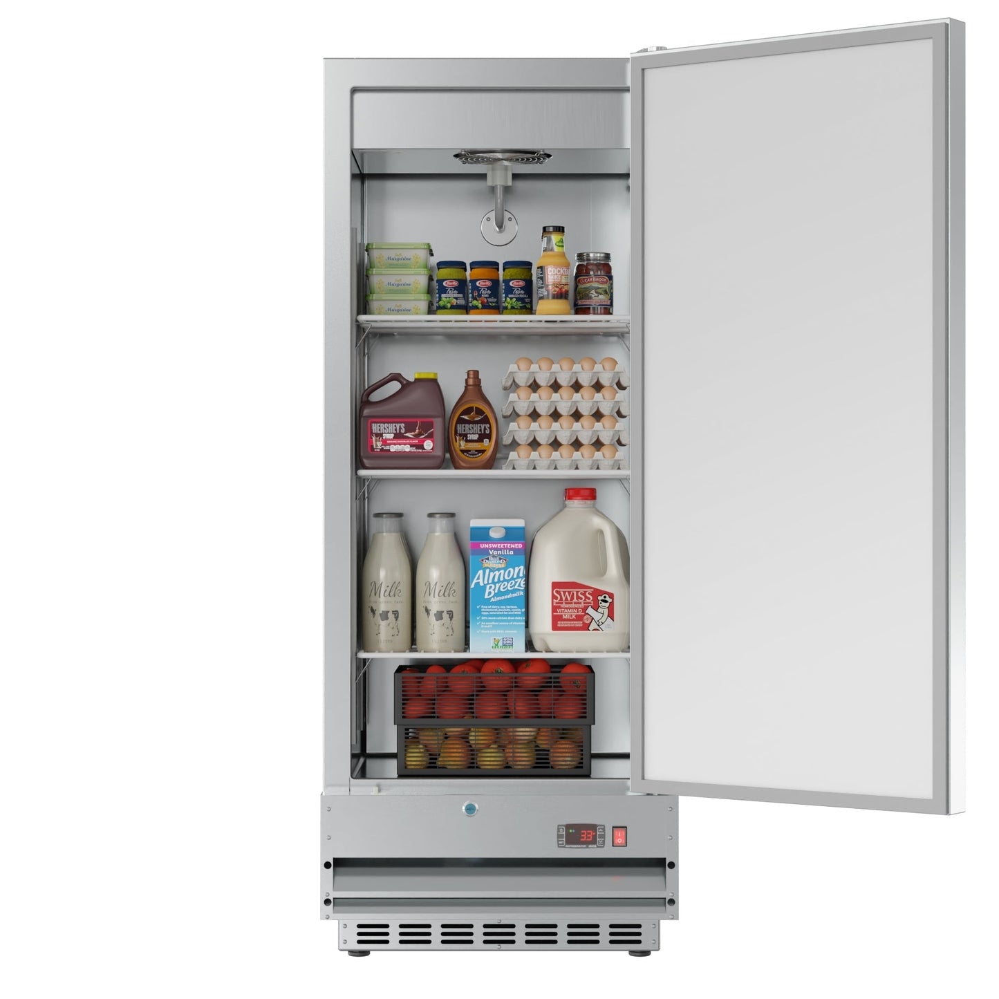 KOOLMORE 25 in. Commercial Stainless Steel 1-Door Reach-In Refrigerator, 12 cu. ft.  - RIR-1D-SS12C