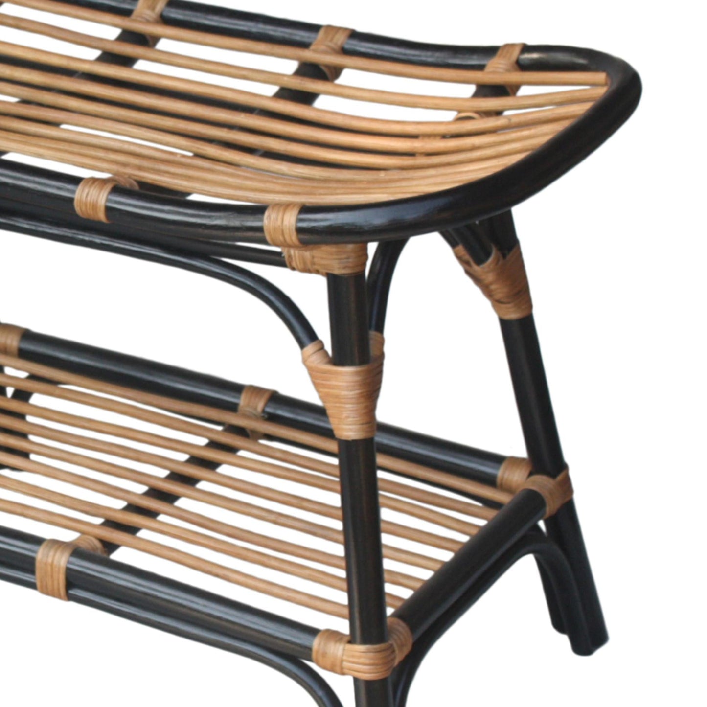 New Pacific Direct Damara Rattan Bench w/ Shelf  - 2400037-B