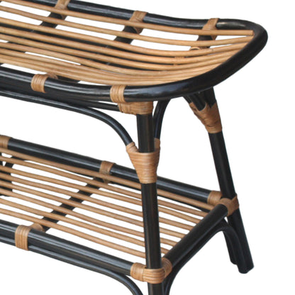 New Pacific Direct Damara Rattan Bench w/ Shelf  - 2400037-B