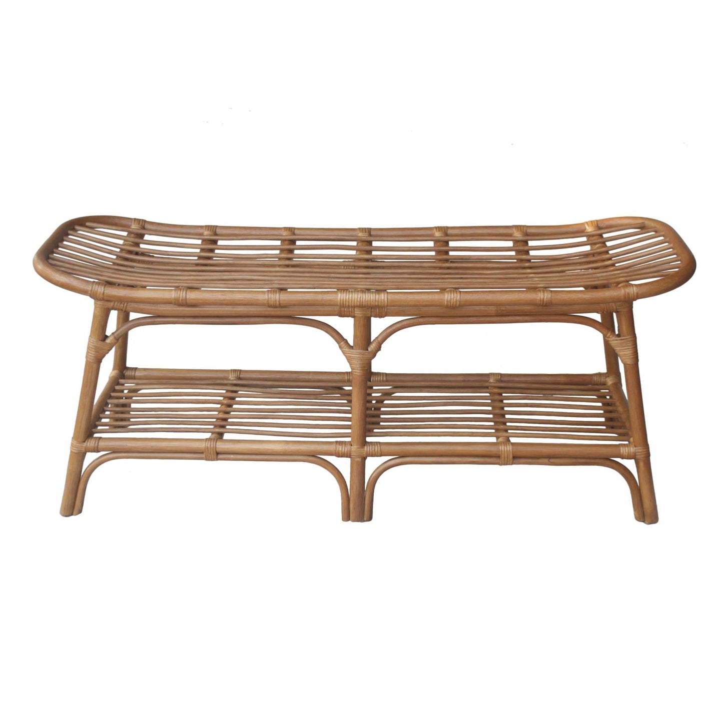 New Pacific Direct Damara Rattan Bench w/ Shelf  - 2400037-CB
