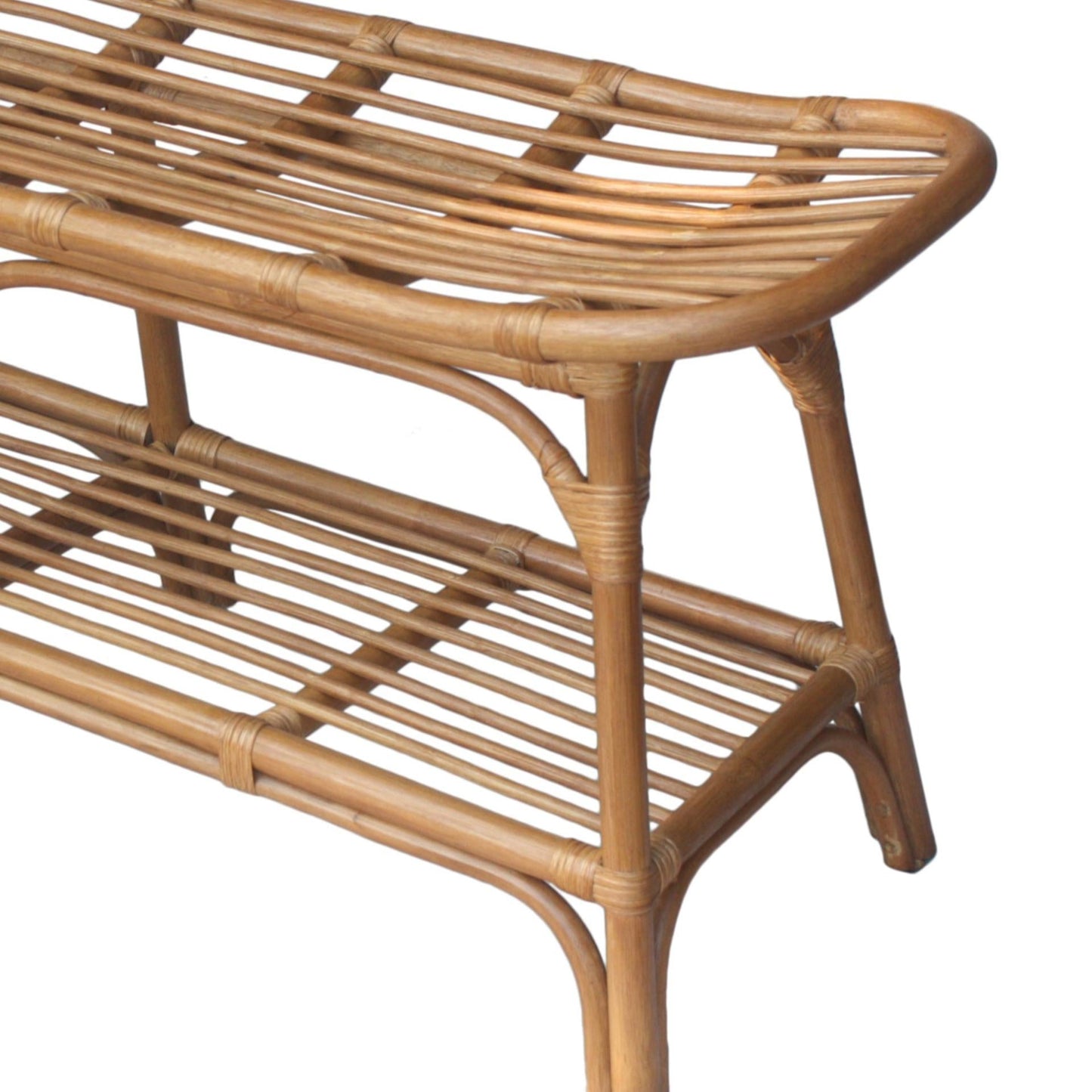 New Pacific Direct Damara Rattan Bench w/ Shelf  - 2400037-CB