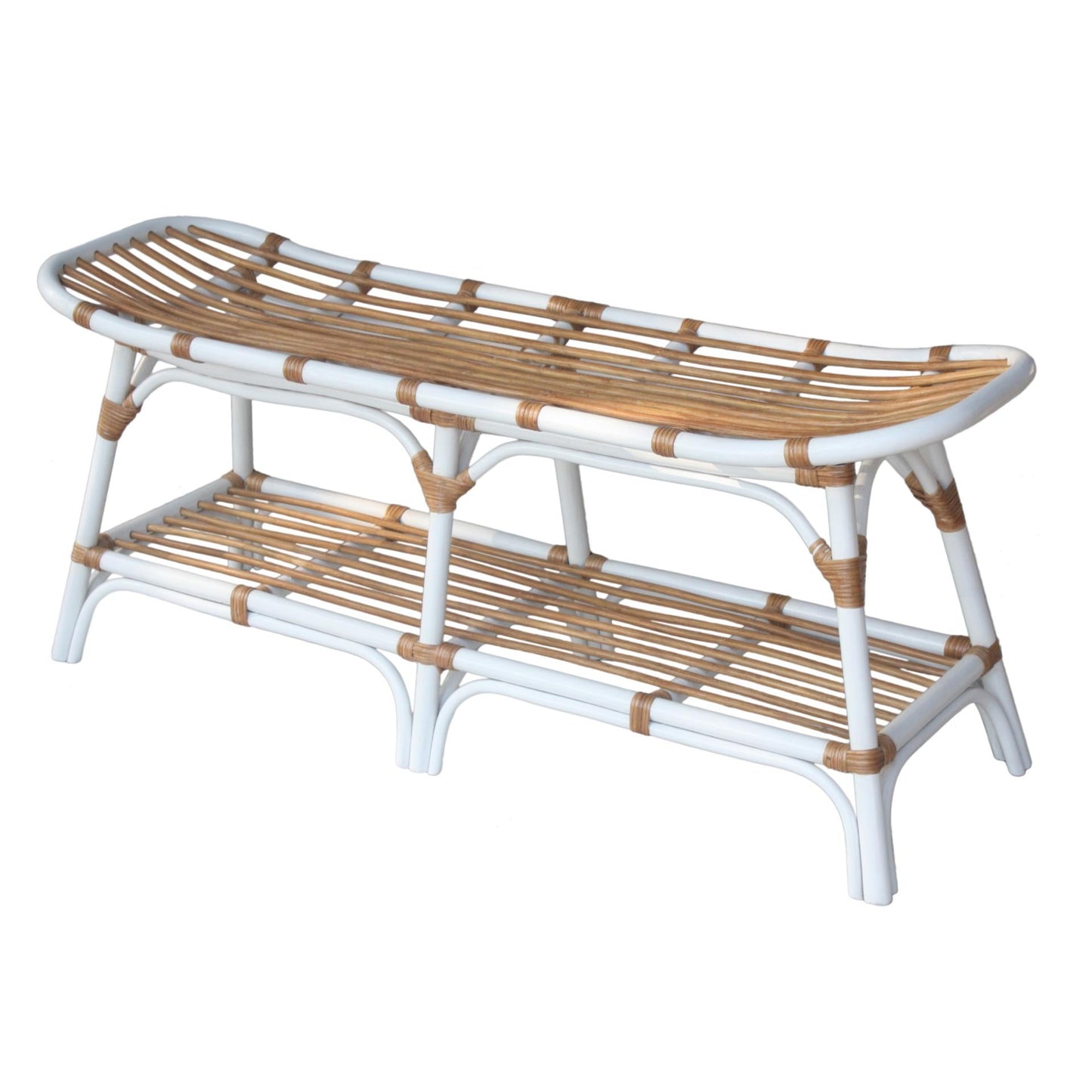 New Pacific Direct Damara Rattan Bench w/ Shelf -  2400037-W