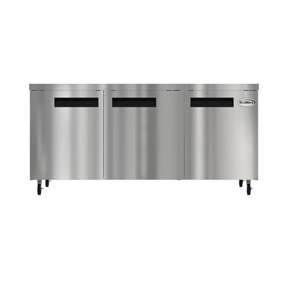 KOOLMORE KMUCR3DSS 72 in. Three Door Commercial Undercounter Refrigerator 18 cu. ft.  - KM-UCR-3DSS