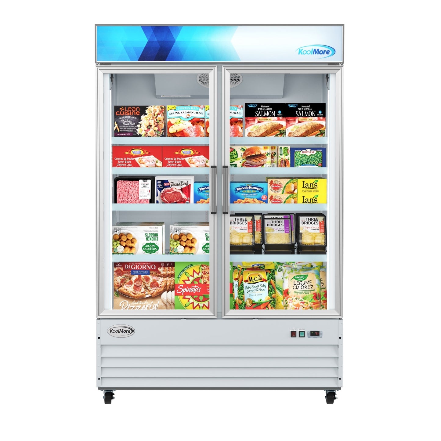 KOOLMORE 53 in. 2-Door Commercial Display Merchandiser Freezer 45 cu. ft. in White  - MDF-2GD-45C-WH