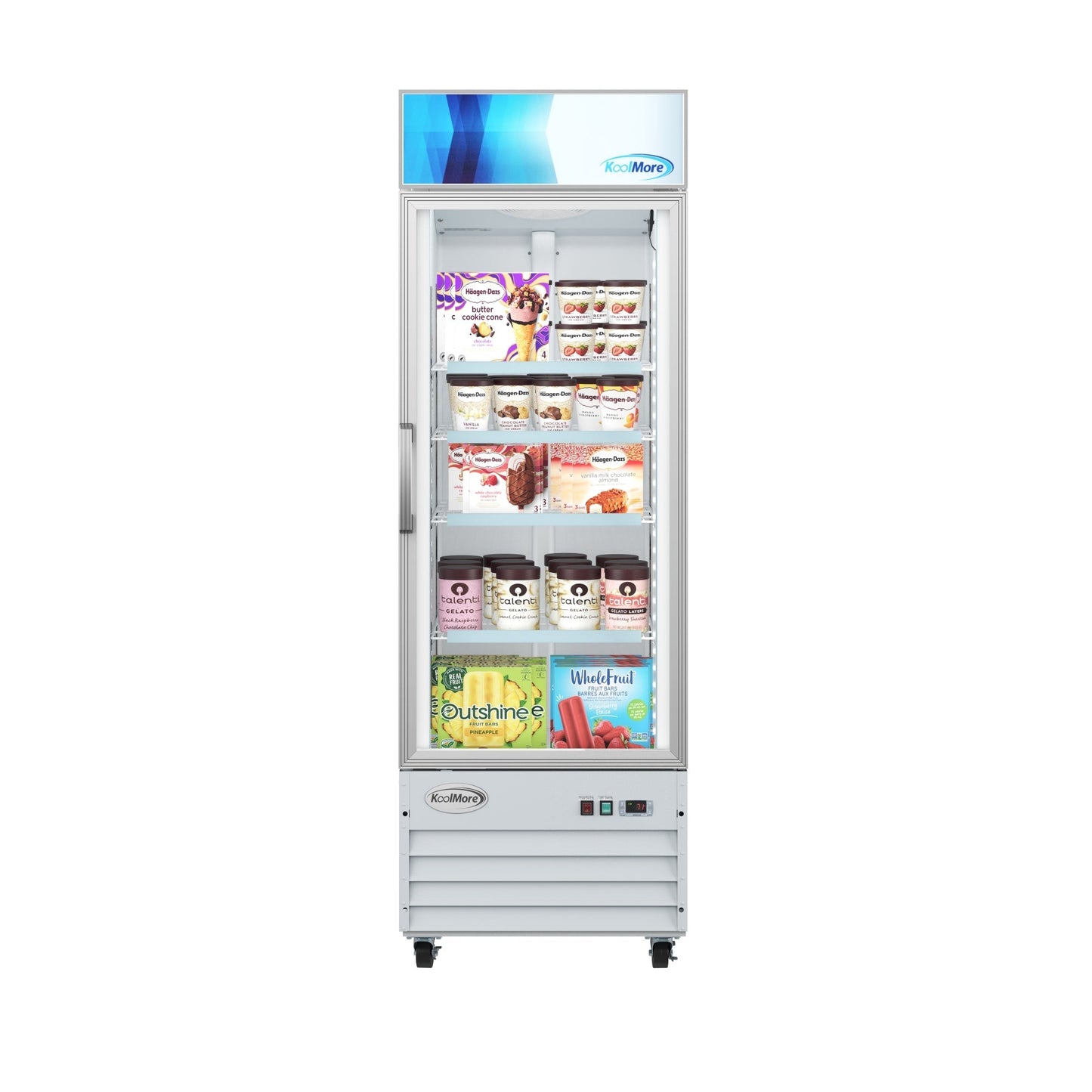 KOOLMORE 27 in. 1-Door Commercial Display Merchandiser Freezer 13 cu. ft. in White  - MDF-1GD-13C-WH