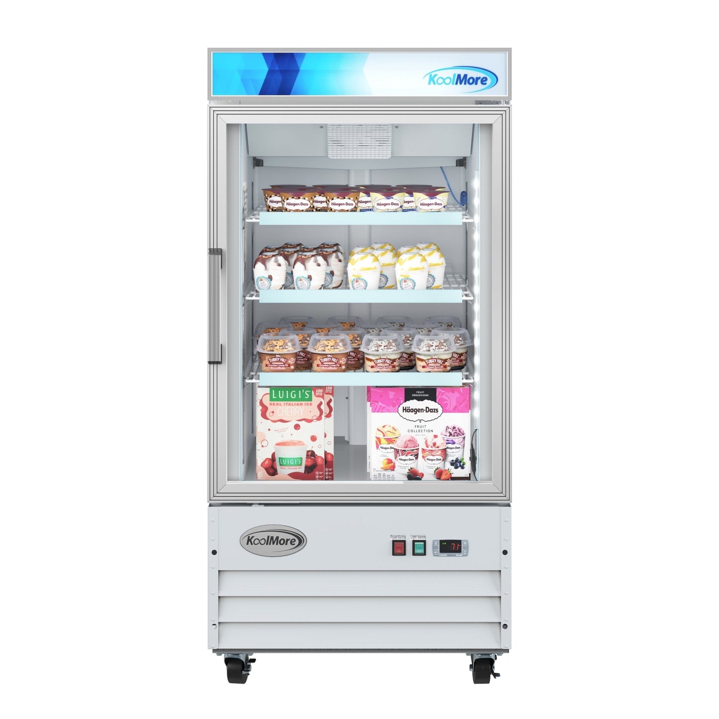 KOOLMORE 26 in. 1-Door Commercial Display Merchandiser Freezer 9 cu. ft. in White  - MDF-1GD-9C-WH
